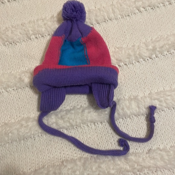 Vintage Fisher-price winter hat pom-pom beanie snowman ice skater pink purple - Picture 8 of 9